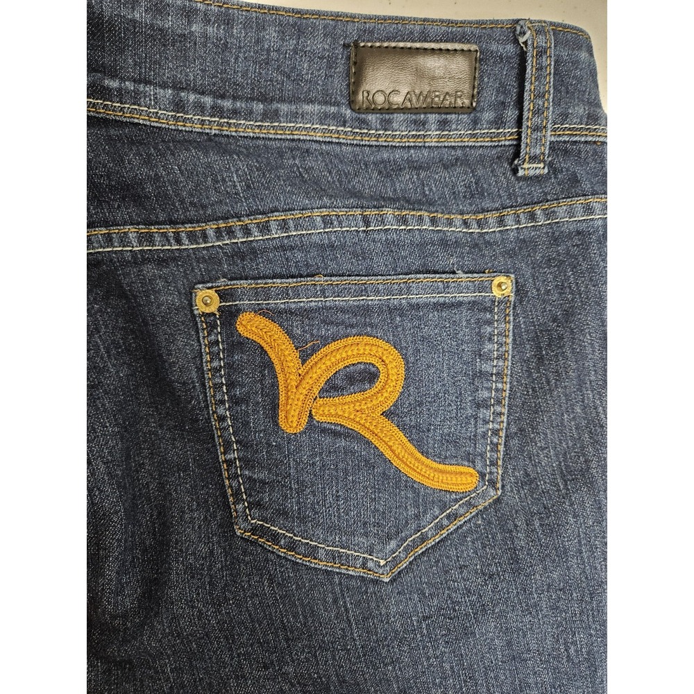 Rocawear Jeans‎ Women 16 Blue Hannah Skinny Leg Studded Dark Wash Embroidered - Picture 3 of 11